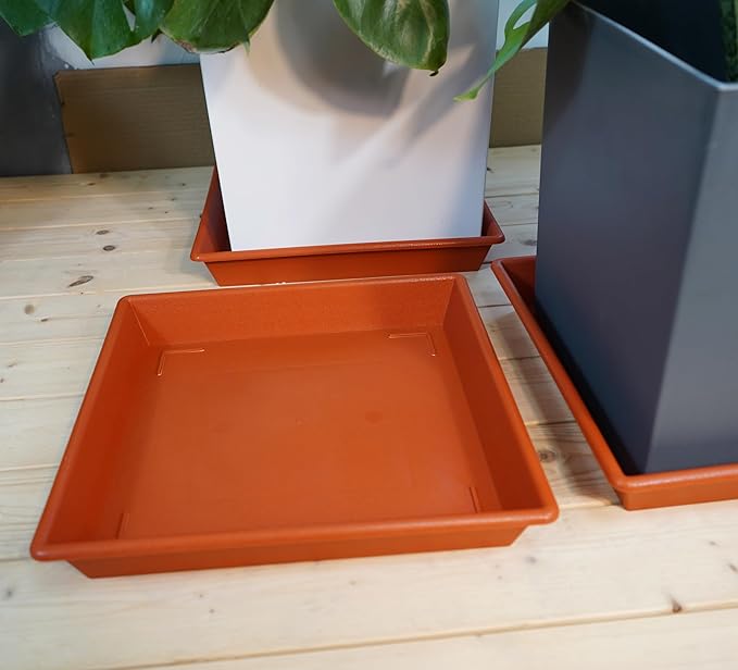 Square Plant Saucer 20 Inch 2 Pack, Large Plant Trays for Pots Heavy Duty Plastic Plant Saucers for Indoors Outdoors, Flower Pot No Holes Terracotta Plant Lover Gardening Gifts