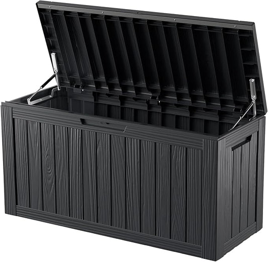80 Gallon Outdoor Cushion Storage - Waterproof Deck Storage Box & Patio Storage Box, SpaceMax Resin Chest with Lock for Pool/Garden Tools, UV-Resistant, Onyx Black