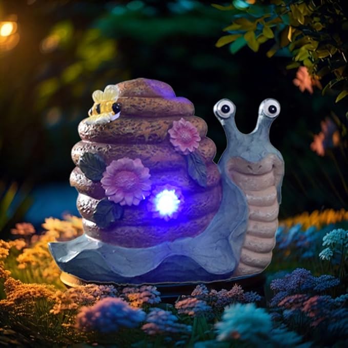 Solar Garden Outdoor Decor Snail Figurine with Lights, Outside - Ideal Outdoor Decorations for Yard, Lawn & Pathway Walkway Ornaments Clearance Housewarming Gifts for Mom Grandma Birthday (Blue)