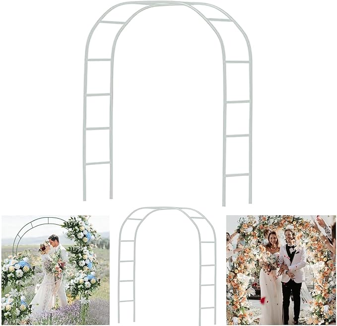 Adorox Metal Garden Arch Trellis for Climbing Plants 7.8ft Outdoor Arch Wedding Halloween Christmas Vine Trellis Pumpkin Archway Assemble Freely 2 Sizes White
