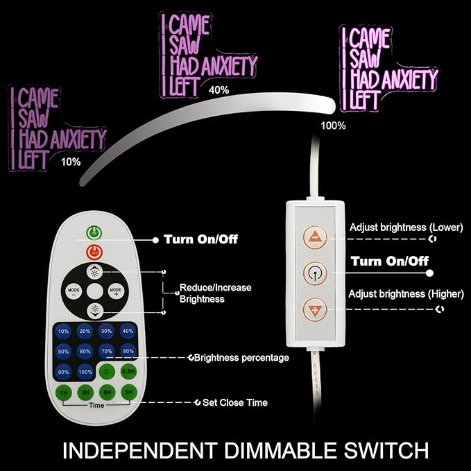 CAME SAW HAD ANXIETY LEFT Neon Sign Wall Decor, Neon Light for Christmas Party Bar Home Christmas Decorations Family Gifts