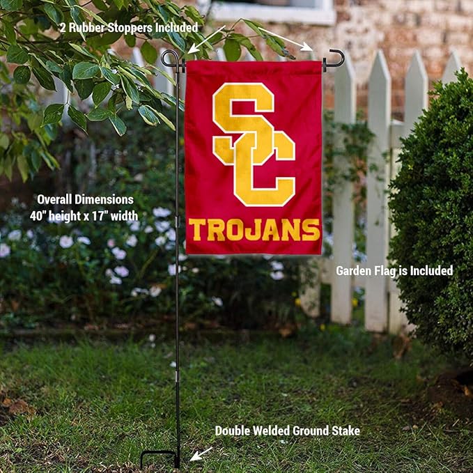College Flags & Banners Co. USC Trojans SC Logo Garden Flag with Stand Holder