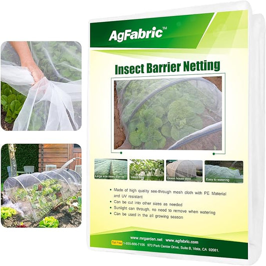 Agfabric Garden Netting 20'x50' Insect Pest Barrier Bird Netting for Garden Protection,Row Cover Mesh Netting for Vegetables Fruit Trees and Plants,White