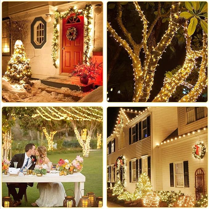 338Ft LED Christmas Lights Outdoor - 1000 String Lights With 8 Modes, Timer, Waterproof Fairy Twinkle for Party, Garden, Wedding, Holiday, Xmas Tree Decorations (Warm White)