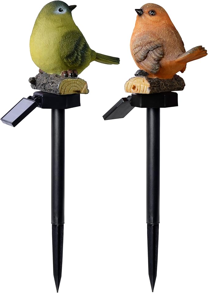Garden Bird Figurine Solar Stake Lights Outdoors Decorative Yard Solar Waterproof Light Garden Decor Outside Solar Decorations Color Warm Tone Solar Lights Gifts for Women, Green, RJ-23116