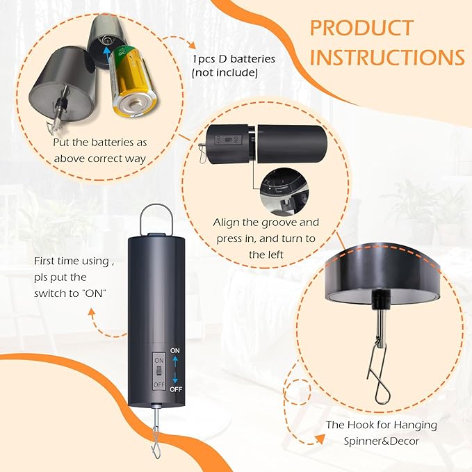 Disco Ball Motor Hanging Display Motor Multi-Purposes Rotating Mobile Wind Spinner Motor for Mirror Ball Baby Crib Spiral Wind Chimes Christmas Ornament Yard Garden Decor,20 RPM(Black)