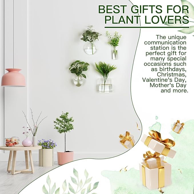 Baderke 4 Pcs Wall Hanging Planter Wall Window Propagation Station Hanging Planter Glass Terrarium Container Plant Propagation Station Vase for Garden Office Decor(Geometric)