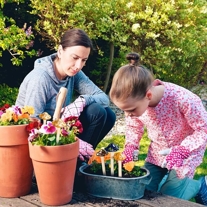AIGEL Garden Decor Mushrooms, Ceramic Mushroom for Garden Fairy Yard Decoration DIY Ornament for Dollhouse Potting Shed Flowerpot Plants Lawn Garden Outdoor Statue