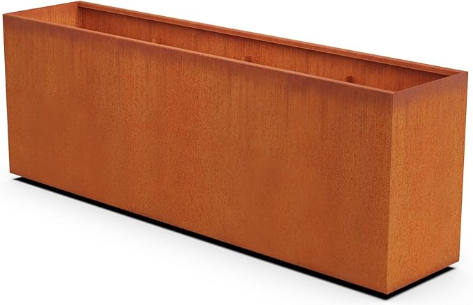 Corten Steel Planter Rectangle Outdoor Metal Garden Box Heavy Duty | Made in USA | Fully Assembled