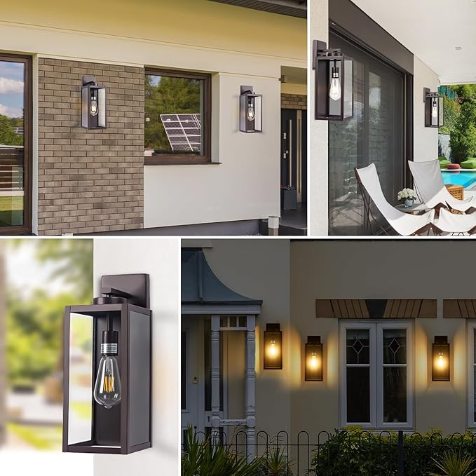 Oil-Rubbed Bronze Outdoor Wall Light Fixture, Large 16" ORB Exterior Wall Lantern, Farmhouse Porch Sconce Lighting, Modern Wall-Mounted Outside Lights for House, Garage, Patio Lamp