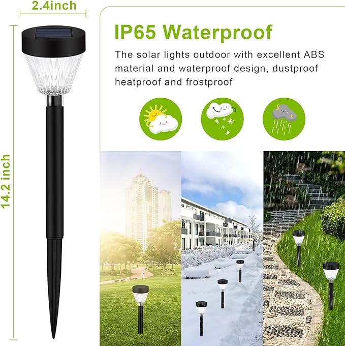 Solar Outdoor Lights, 8 Pack LED Solar Lights Outdoor Waterproof Auto On/Off for Outside, Garden Decor for Yard, Patio, Landscape, Planter, Walkway (Warm White)