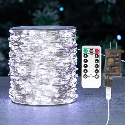 Fairy Lights Plug in,660FT 2000 LEDs Waterproof Led String Lights,Twinkle Light with 8 Modes Remote for Outdoor Indoor Christmas Wedding Birthday Garden Party Decorations,Cool White