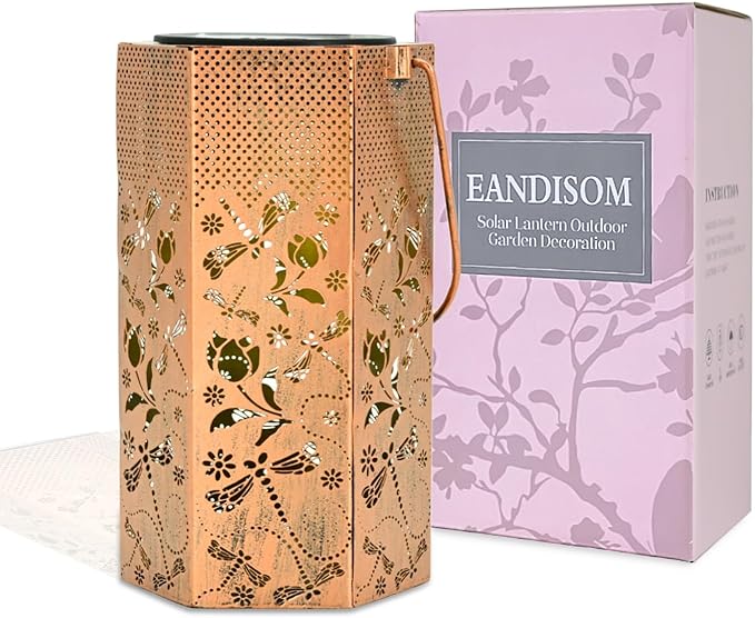 Dragonfly Solar Lanterns Outdoor Waterproof - Birthday Gifts for Women, Men, Mom, Mothers Day Gifts, Solar Lights Outdoor Hanging Garden Decor for Outside, Patio, Outdoor, Yard, Lawn, Balcony