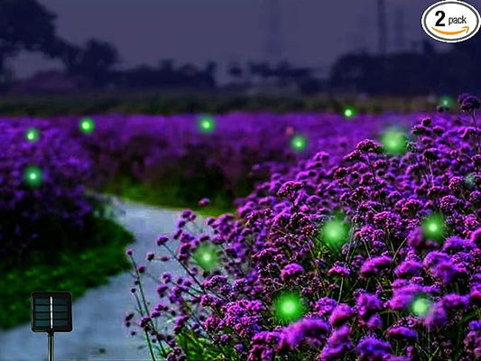 Solar Powered Firefly Lights, 9 LED Firefly Automated Pulsating String Light Chasing Firefly Lights Lantern Solar Outdoor Waterproof(2 Pack)