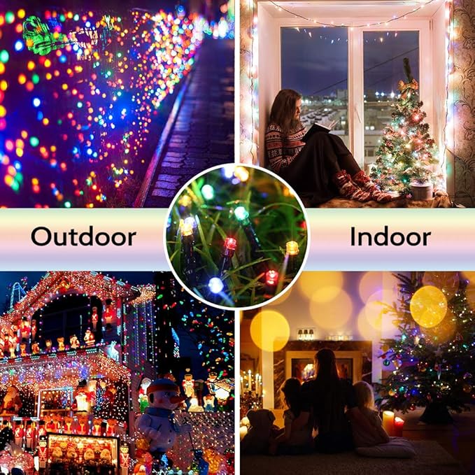 Toodour Solar Christmas Lights, 72ft 200 LED 8 Modes Outdoor Christmas String Lights, Waterproof Solar Fairy Lights for Christmas Tree, Fence, Holiday, Party, Balcony, Christmas Decor - Multicolor
