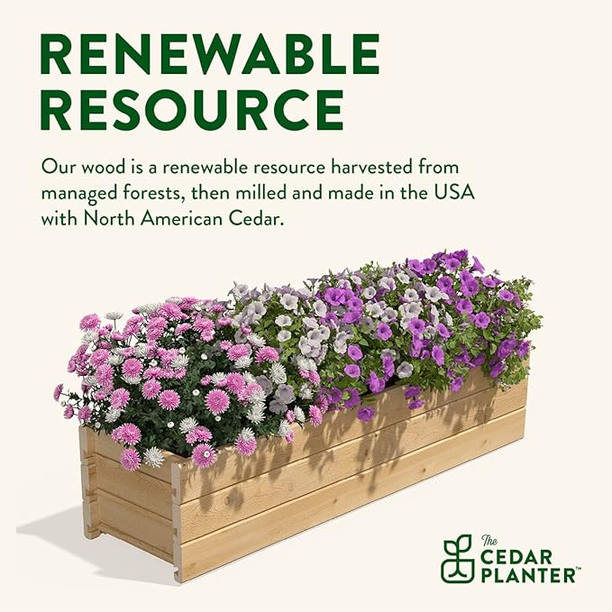 Greenes Fence Cedar Wood Planter Box, 46" x 11" x 10" - Made in USA with North American Cedar
