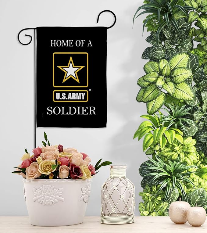 US Army Army Soldier Garden Flag Set Wall Holder Armed Forces Rangers United State American Military Veteran Retire Official House Decoration Banner Small Yard Lawn Proch, 13 x 18.5 inch, Made In USA