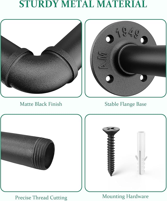 Plant Hanger Indoor, 2 Pack Hanging Planters Rod for Indoor Plants with 6 Hanging Chains, Wall Plant Hanging Rod for Window Ceiling, 38.2 Inch, Metal/Black, Pots Not Included…