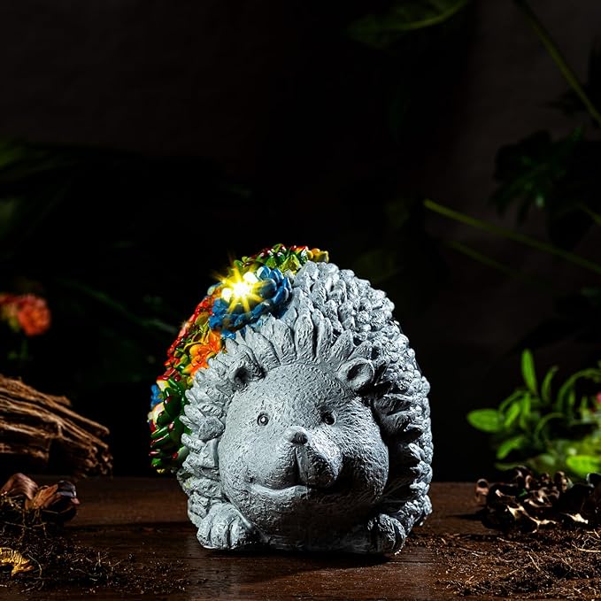 Solar Garden Statue – Cute Hedgehog with 7 Warm LED Lights, Solar-Powered & Weatherproof – Outdoor Lawn, Patio & Yard Décor – Charming Gift for Home & Garden Lovers