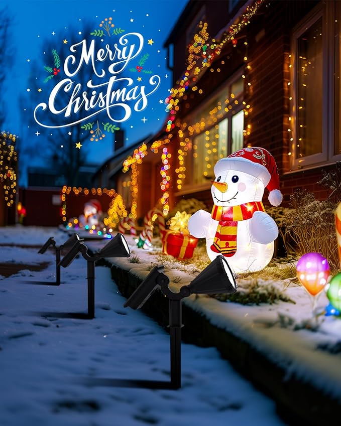 Solar Spot Lights Outdoor Waterproof, Solar Powered Flag Lights Halloween Lights, Landscape Spotlights for Tree, House, Yard, Garden, Christmas Decorations-4 Pack