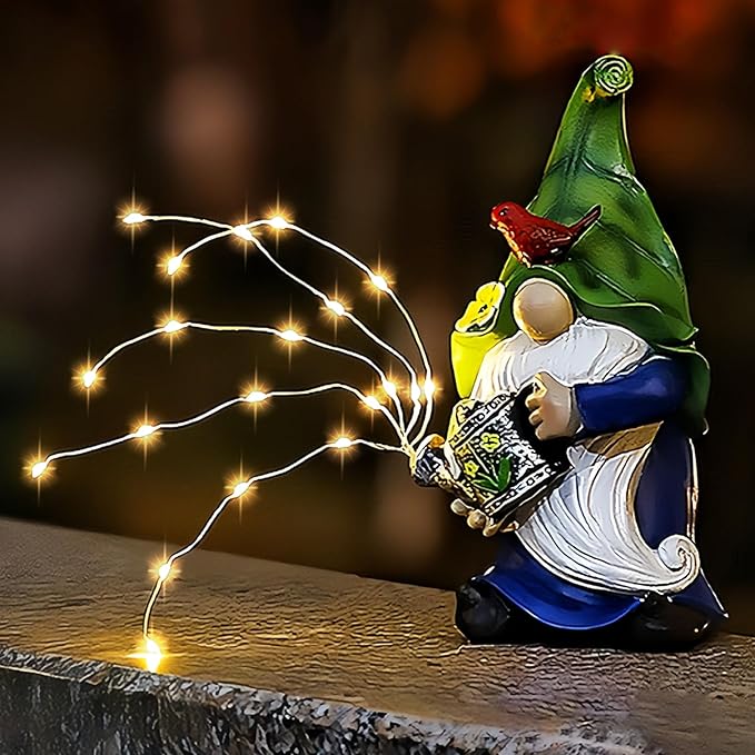 AIGEL Garden Gnomes Statues, Solar Garden Statue Outdoor Decor, Large Gnomes with Solar Light, Standing Statue for Patio, Lawn, Yard Art Decoration, Figurine Ornament