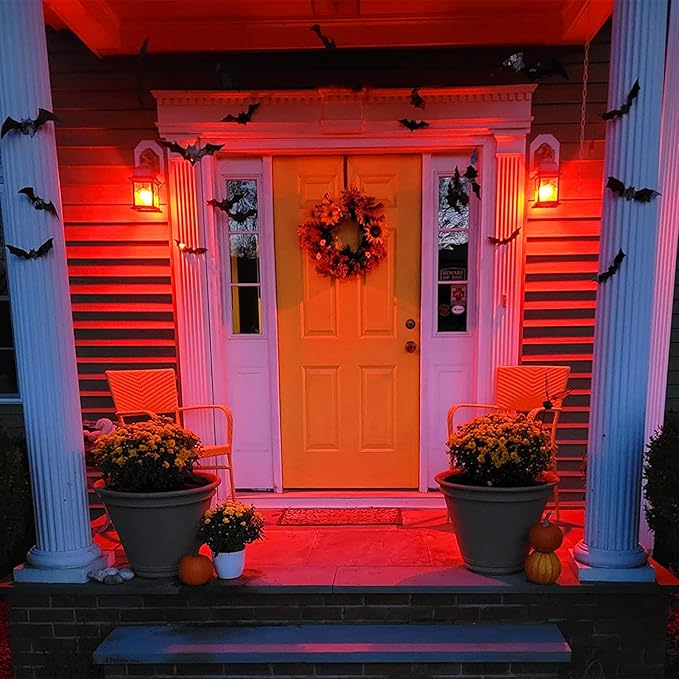 Meconard S14 Purple and Orange LED Light Bulbs, 24Pack 1W Plastic Shatterproof Waterproof LED Bulbs for Indoor Outdoor String Lights, E26 Base, Halloween Decoration, String Light Replacement Bulbs