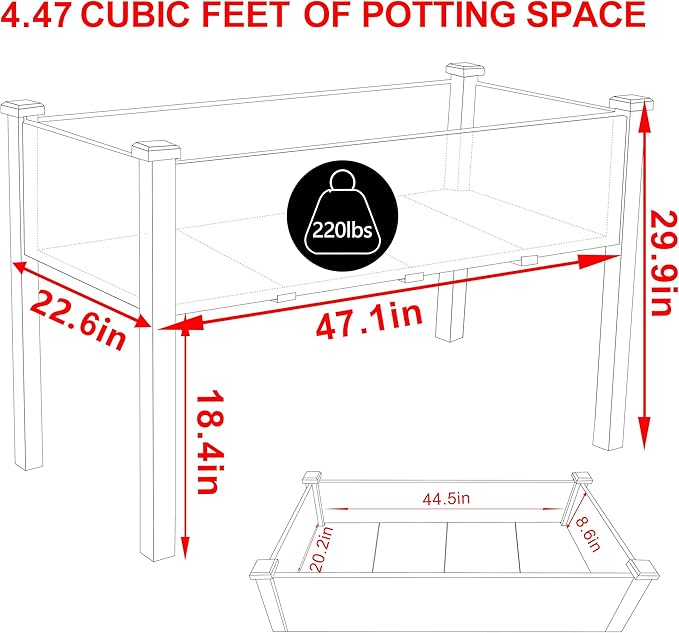 MUPATER 4'x2' Raised Garden Bed, Elevated Planter Box with Drainage Holes for Herbs and Vegetables, Raised Garden Bed with Four Legs for Garden, Patio and Greenhouse, Brown