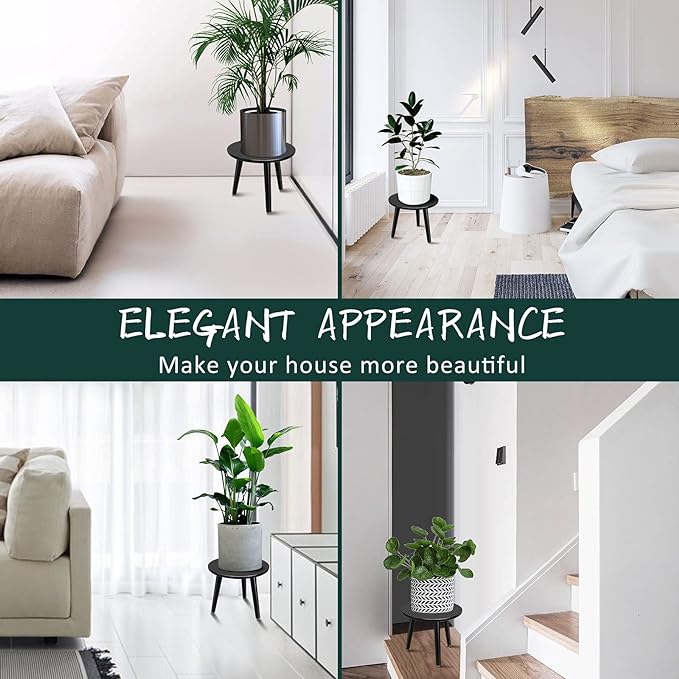 Uneedem Indoor Plant Stand, Modern Plant Table 8.9" Tall Wood Mid Century Flower Holder Small Round Side End Table