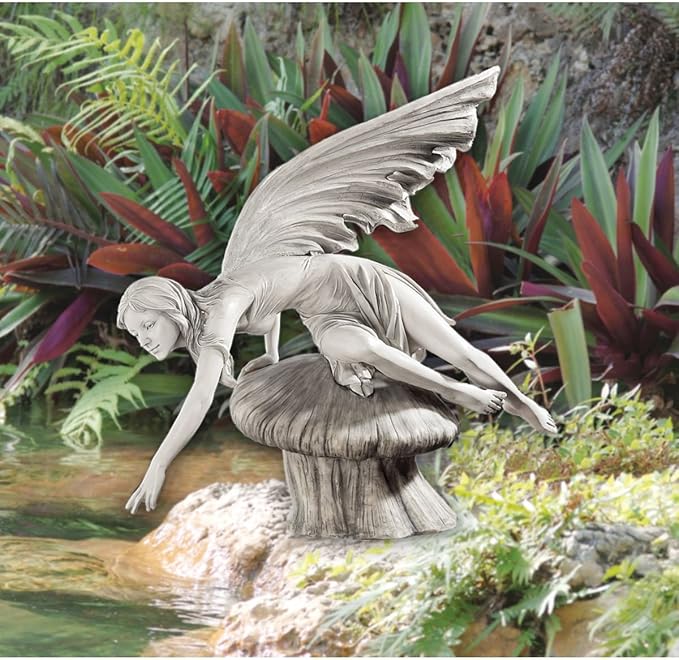 Design Toscano The Daydream Fairy Garden Statue, 18 Inch, Polyresin, Antique Stone
