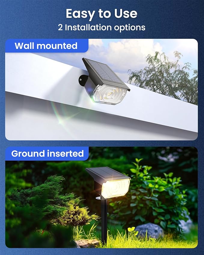 Solar Spot Lights Outdoor Waterproof IP67, 6 Lighting Modes 60 LED, Landscape Spotlights for Tree Yard Garden House Driveway Pathway（4 Pack）