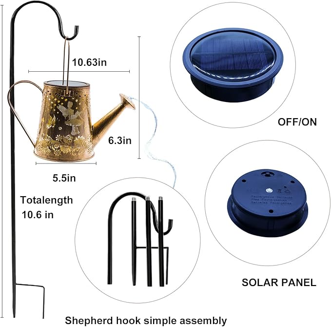 YJFWAL 2 Pack Watering can with Lights, Solar Watering can Lights, Memorial Gifts Garden Decor Outdoor Lanterns Waterproof for Garden Table Patio Yard Pathway Walkway