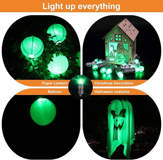 SumDirect Pack of 12 LED Mini Non-Blinking Lights for Paper Lanterns Balloons Floral Wedding Halloween Christmas Party Decoration Centerpieces (12, Green)