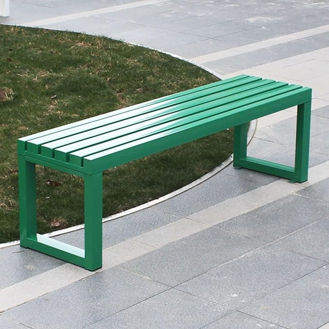 Weatherproof Metal Dining Bench, Outdoor Bench Backless Patio Bench 2-Person Farmhouse Bench Garden Bench for Kitchen, Living Room, Entryway(Green,47in)