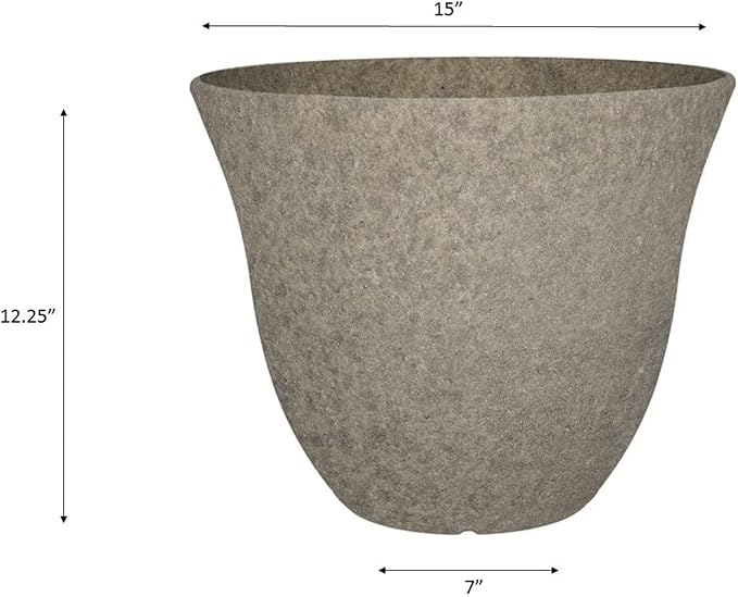 Classic Home and Garden Honeysuckle Resin Flower Pot Planter, Stone Grey, 15"