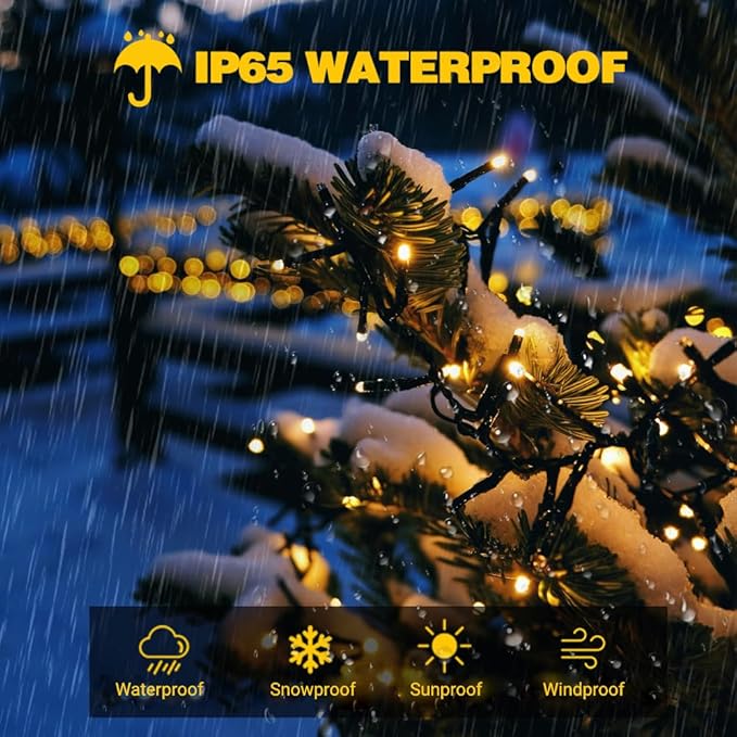 EEW 4-Pack Solar String Lights Outdoor, 400 LED 132FT Solar Christmas Lights with 8 Lighting Modes, Waterproof Green Wire Solar Tree Lights for OutsideXmas Wedding Party Garden Decoration (Warm White)