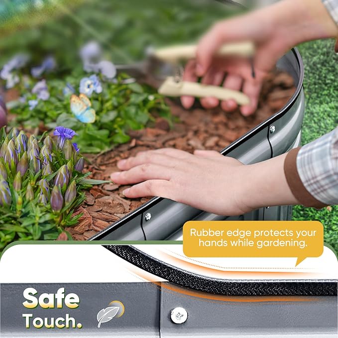 KING BIRD Raised Garden Bed Kit 2025 Upgraded Modular DIY Galvanized Planter Garden Box Outdoor for Gardening, Vegetables, Flowers, Elegant Roman Column Design, 94x24x24 in, Dark Grey