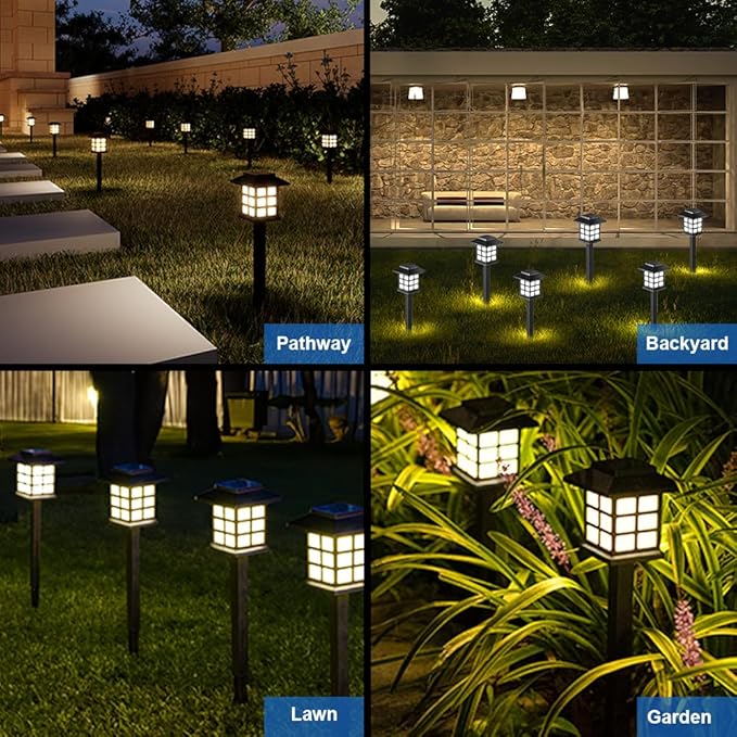 Solar Garden Outdoor Lights 12 Pack,Outdoor Landscape Lights Solar Waterproof Garden LED Lights for Pathway Patio Driveway Walkway Porch, Auto On/Off (White Light)