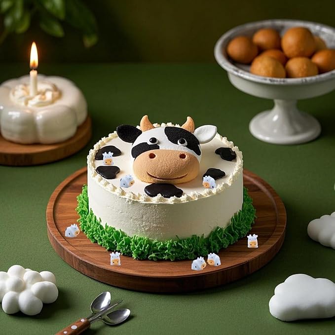 DoubleWood Mini Cow Figurines Set, 120 Pieces, Resin Mini Animals Decorations for Fairy Gardens and Miniature Landscapes (120, White)