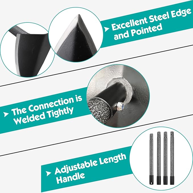 Hoe Garden Tool,Triangle Gardening Hoe with Sharp Blade for Digging,Weeding,Cutting and Loosing Soil,60 Inch Adjustable Length Metal Handle…