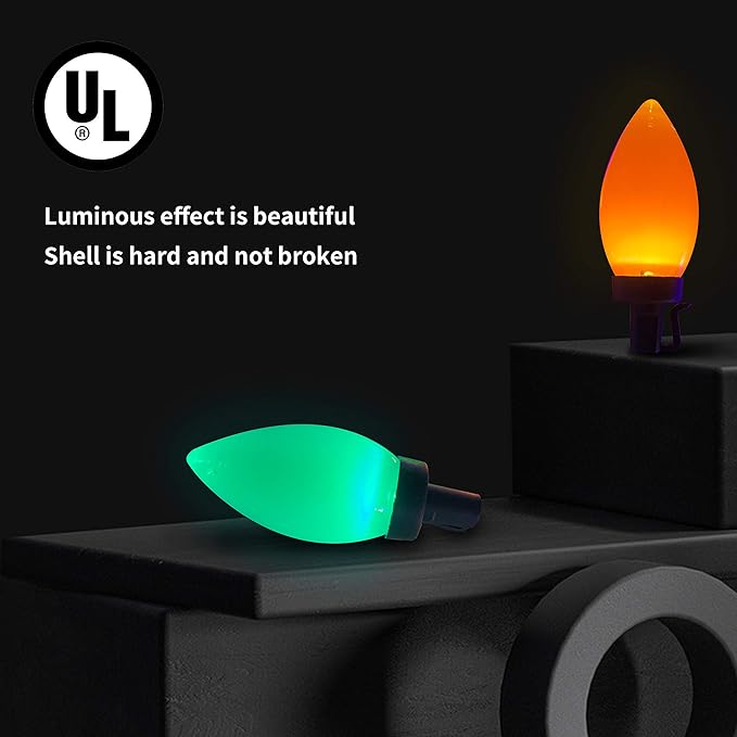 C9 Christmas Lights Outdoor 50 LED Multicolor Strawberry Waterproof String Lights Xmas Tree Indoor Decoration Plug in 34.5 Feet Used for Home Festive Courtyard Patio Garden(Multicolor)