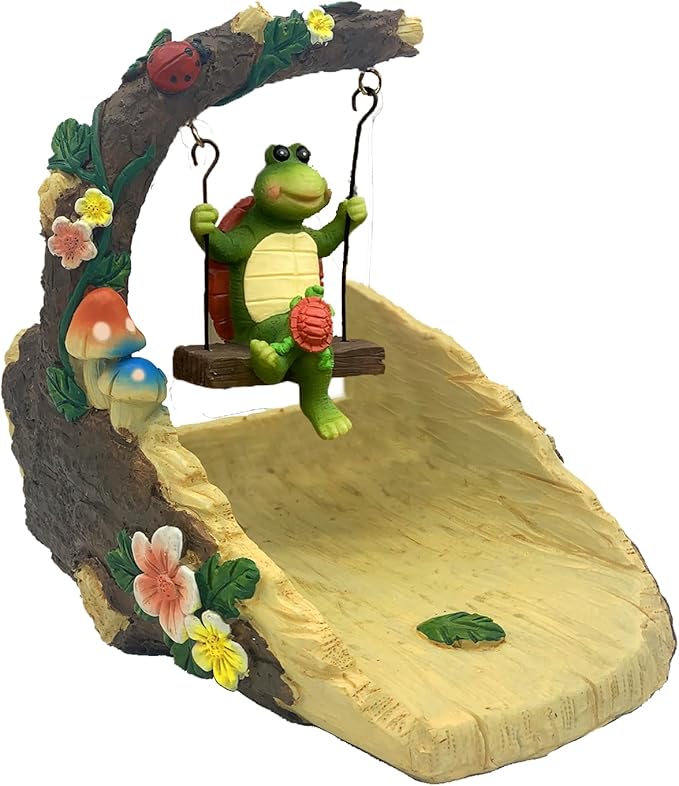 Tortoise On The Swing Gutter Downspout Extension Decoration,Rain Downspout Diverter Garden Statue,Decorative Gutter Extension,Downspout Splash Block,Animal Resin Statue Outdoor Décor