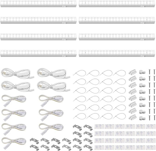 Barrina Grow Lights for Indoor Plants, 5000K White Full Spectrum Led Grow Light, 1ft Plant Grow Light, LED Grow Light, T5 Grow Light Strip, Plug and Play, 8-Pack