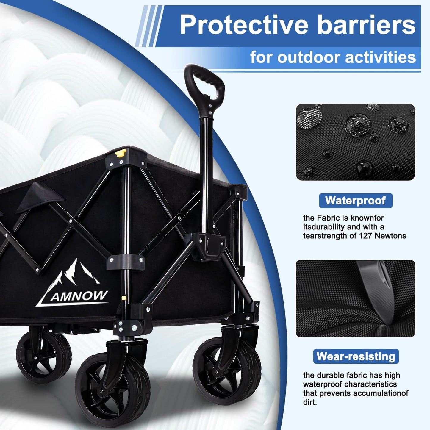 Collapsible Wagon Cart with Wheels Foldable, Folding Wagons Carts with Silent Universal Wheels, Large Grocery Cart On Wheels, Heavy Duty Utility Wagon for Shopping Beach Sports Fishing Camping, 130L