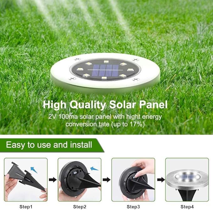 ZGWJ Solar Ground Lights,16 Pack Waterproof Solar Garden Lights, Upgraded Outdoor Garden Waterproof Bright in-Ground Lights, Landscape Lights for Pathway,Yard,Deck,Lawn,Patio,Walkway White