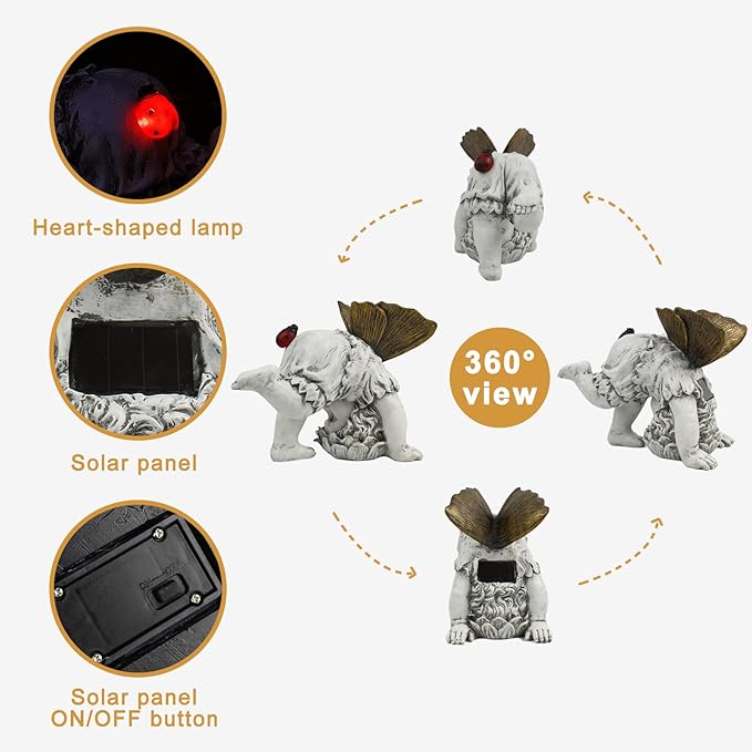 Garden Flower Fairy Outdoor Solar Decor,Fairy Garden Sculpture,Resin Ornaments for Patio Lawn Yard Porch,Playful Garden Flower Fairy Statues for Outside Angel Gifts,8.98 Inches Tall