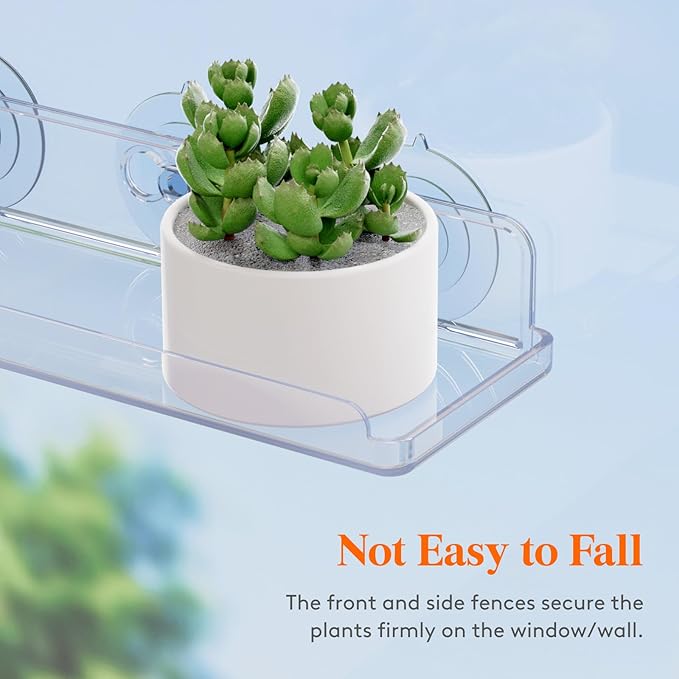 Lifewit Window Plant Floating Shelves 15 inch, 2 Pack Acrylic Suction Cup Shelf, Window Sill Extender for Indoor Succulent Plants, Micro Greens, Seed Starter Pots, Herb Planters