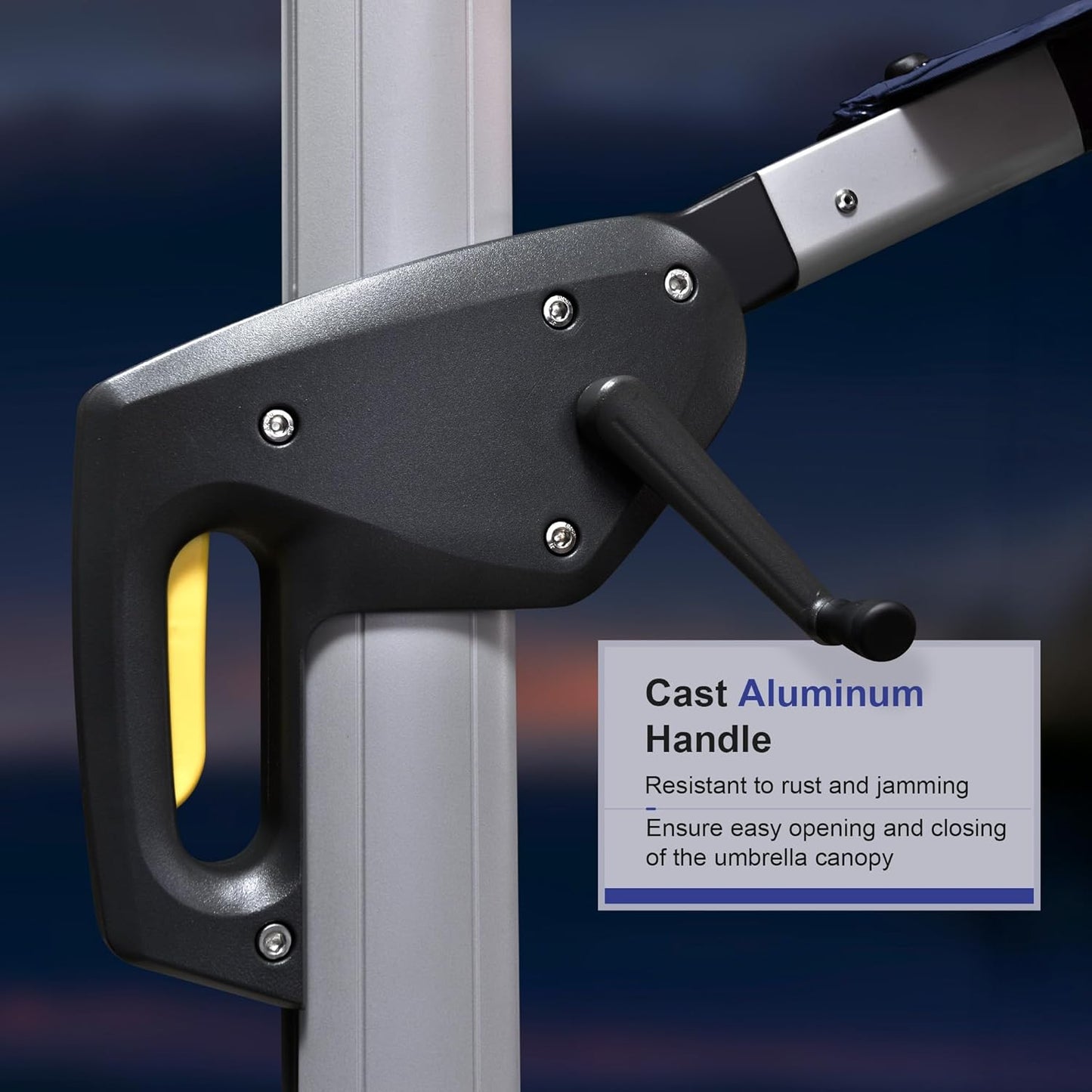 PURPLE LEAF 9' X 12' Double Top Deluxe Solar Powered LED Rectangle Patio Umbrella Offset Hanging Umbrella Outdoor Market Umbrella Garden Umbrella,Navy Blue