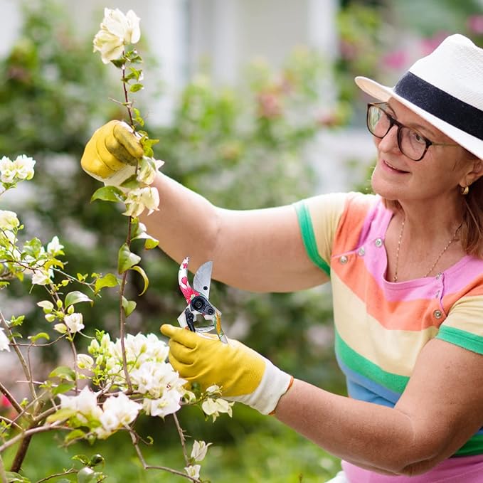 Garden Tools Set, Aluminum Alloy Garden Hand Tool 5 Piece Gardening Tools with Hand Rake, Hand Weeder, Transplant Trowel, Pruning Shears and Gardening Gloves for Outdoor Gardening Work