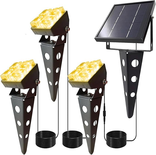 Solar Spotlights Outdoor Waterproof IP65 Landscape Spot Lights with Metal Stake 42ft Cable 3-in-1 Warm White Auto On/Off Dusk to Dawn Flag Pole Uplights for Fence Pathway Trees Garden Yard