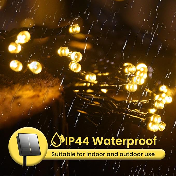 200 Led Solar String Lights Outdoor, 82ft Warm White Solar String Lights, 8 Lighting Mode Solar Fairy Lights for Outside, Waterproof Solar String Lights for Outside,Garden,Courtyards,Trees, Patio